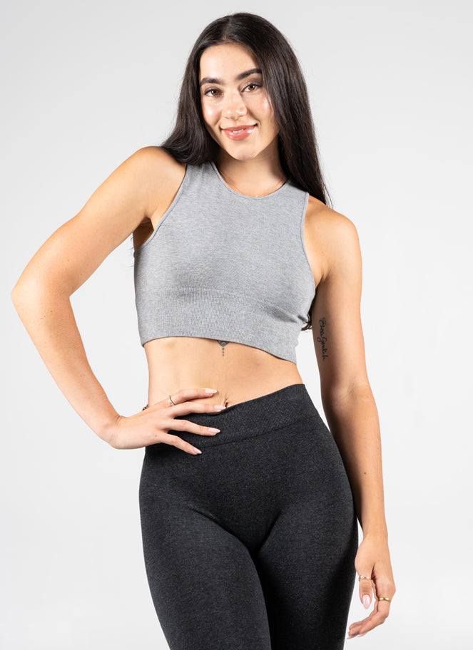 Bamboo High Neck Crop Top