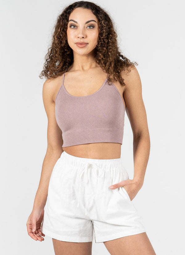 Bamboo Ribbed Cross Back Top