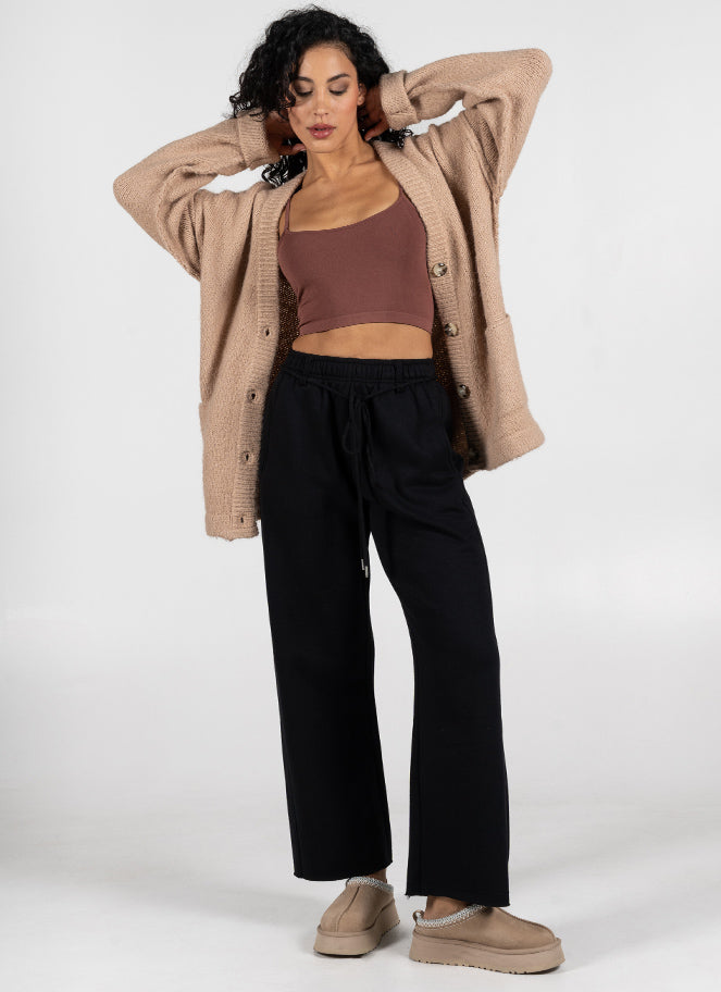 Recycled Poly/Cotton Fleece Wide Leg Pant