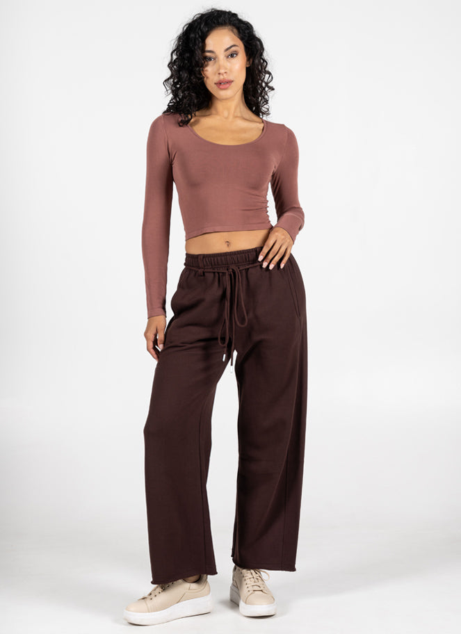 Recycled Poly/Cotton Fleece Wide Leg Pant