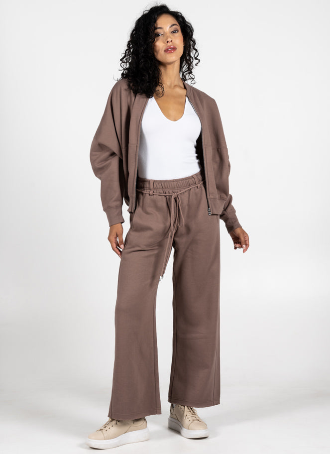 Recycled Poly/Cotton Fleece Wide Leg Pant