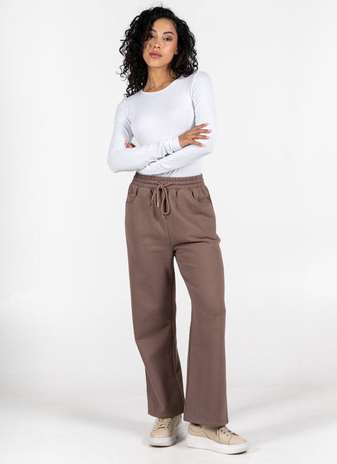 Recycled Poly/Cotton Fleece Front Pocket Wide Leg Pant