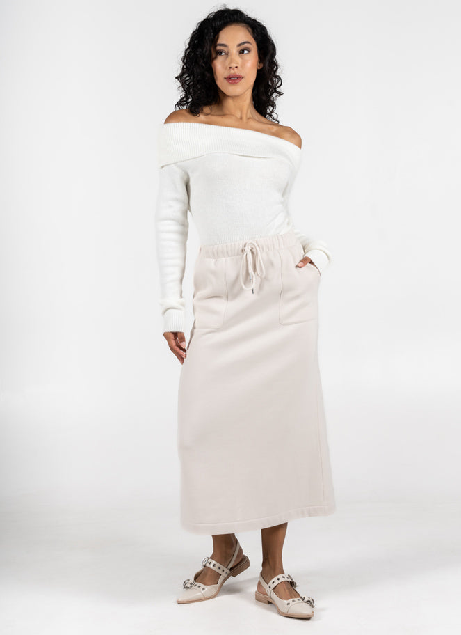 Recycled Poly/Cotton Fleece Front Pocket Skirt