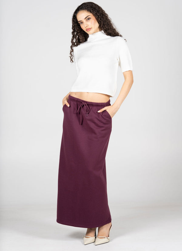 Recycled Poly/Cotton Fleece Front Pocket Skirt