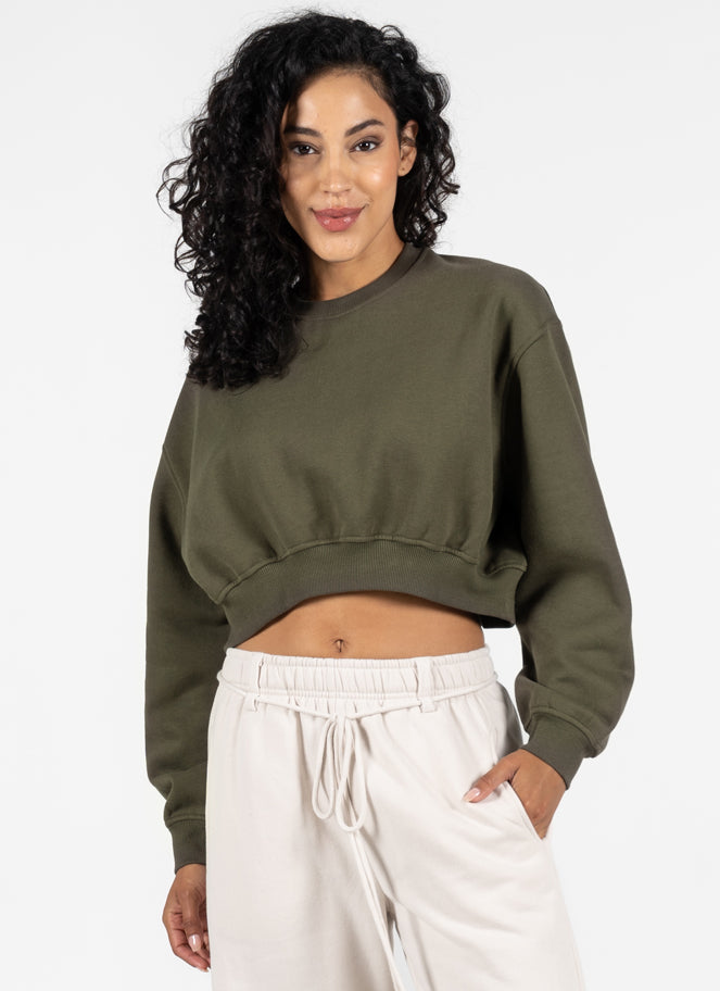 Recycled Poly/Cotton Fleece Crop Crew