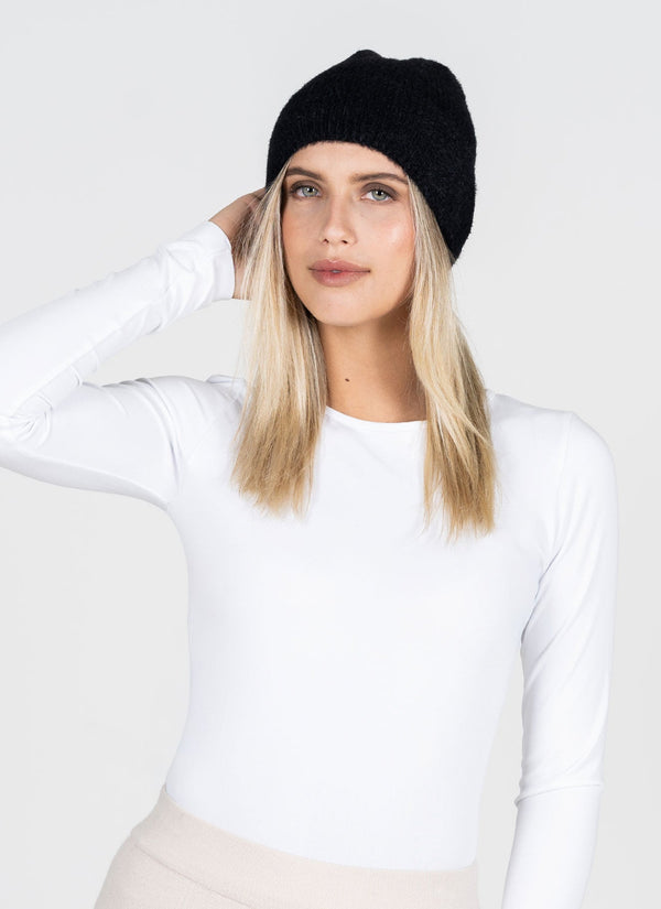 Fuzzy Ribbed Beanie Hat