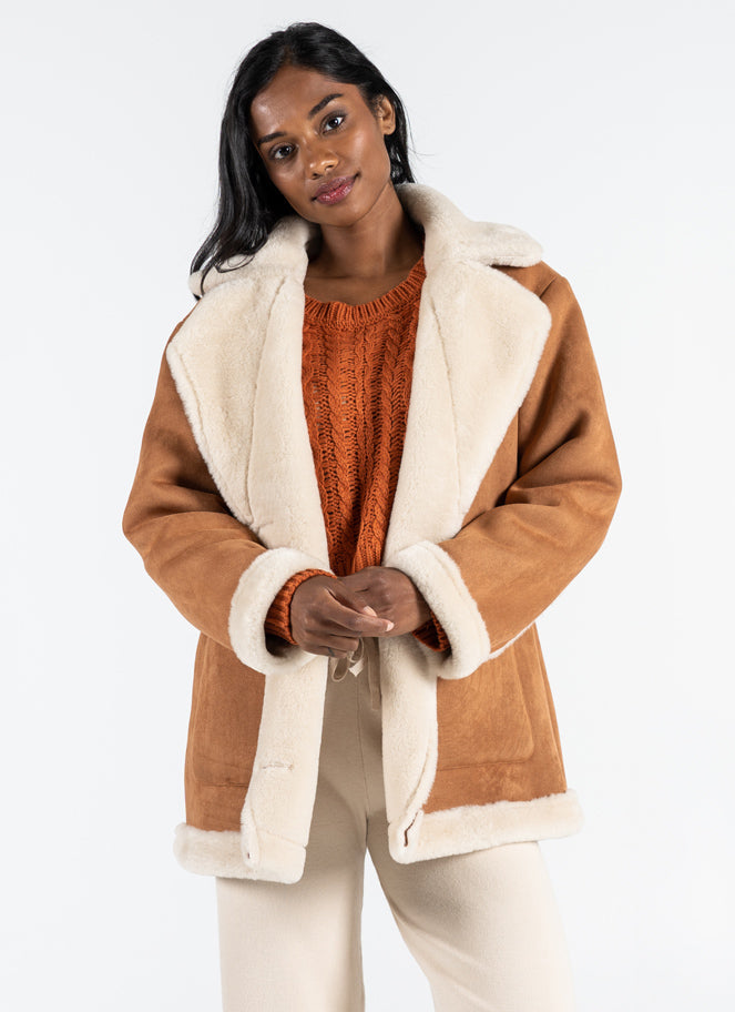 Faux shearling coat on sale