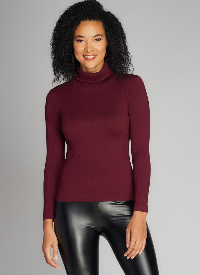 Seamless Rib L/S Turtleneck Top