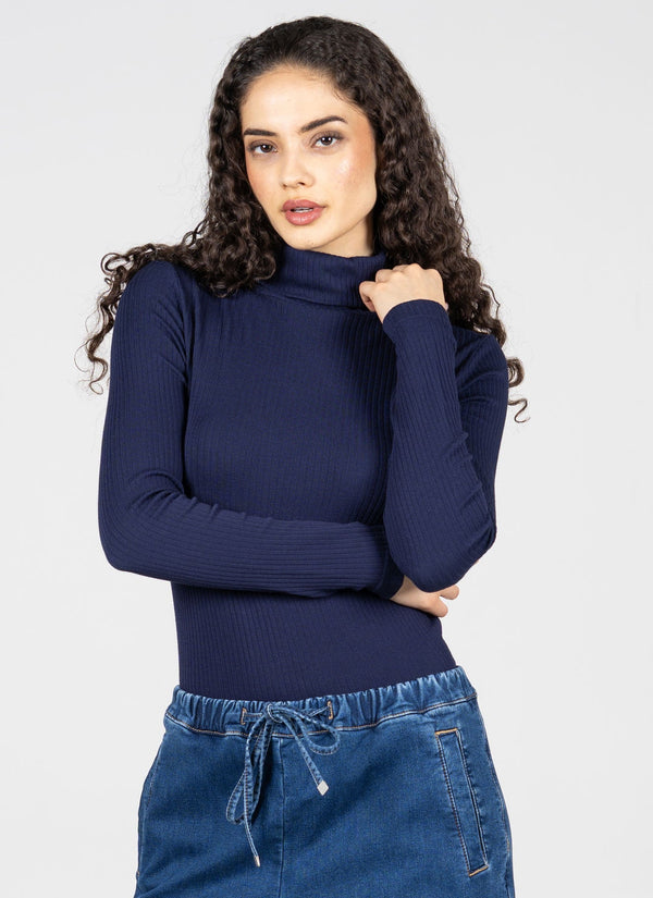 Seamless Rib L/S Turtleneck Top
