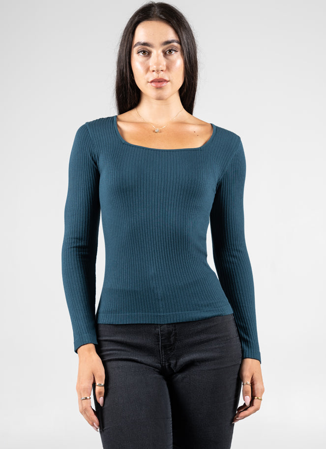 Seamless Rib Square Neck Top