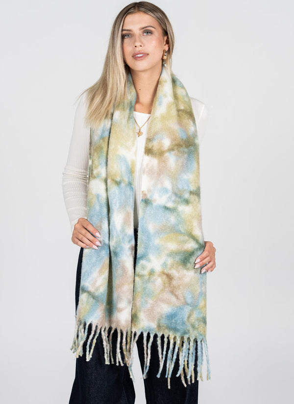 Wool Blend Tye Dye Blanket Scarf