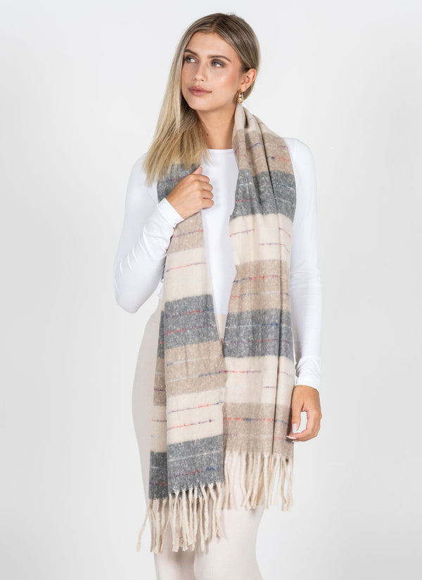 Stripe Pattern Blanket Scarf