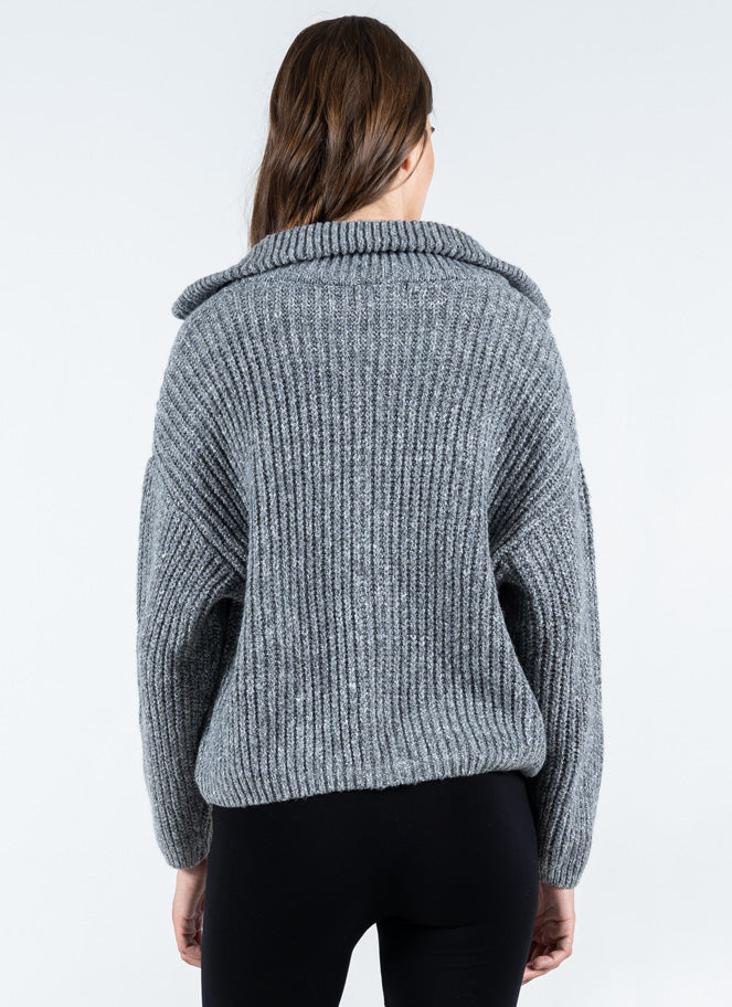 Melange Zip Front Cardigan