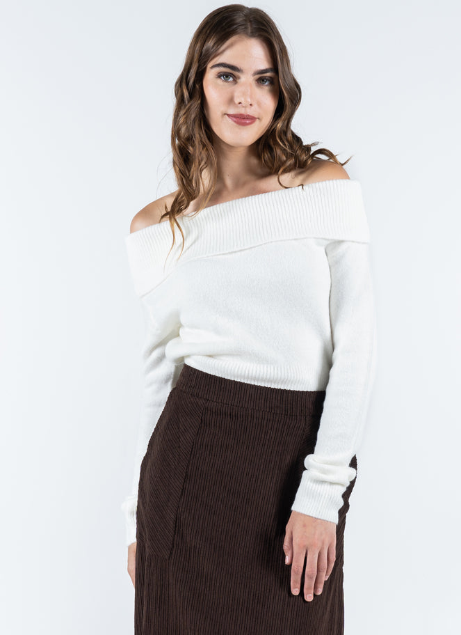 Off Shoulder Light Weight Sweater