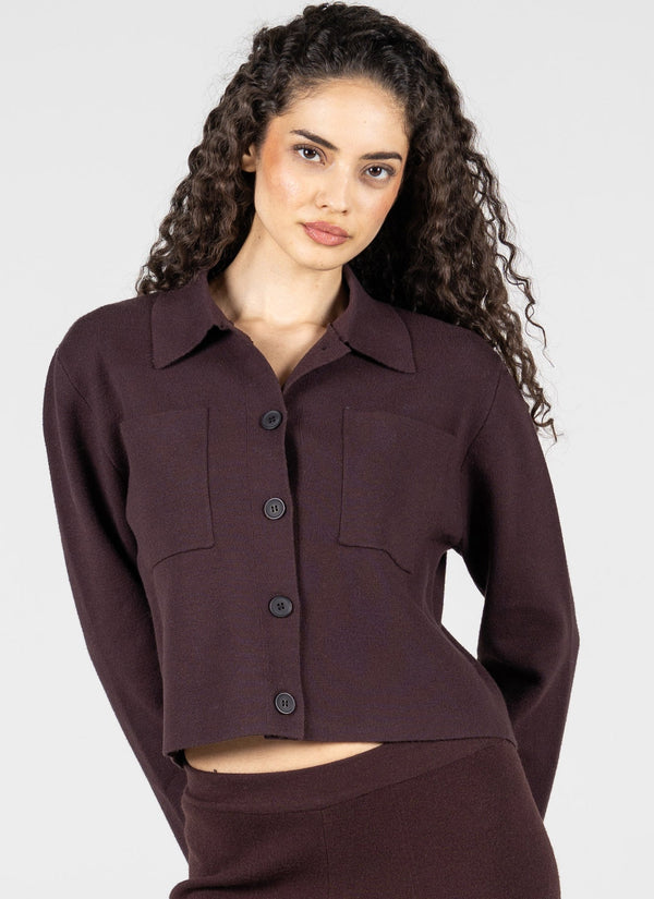 Viscose Blend Knit Crop Button Cardigan