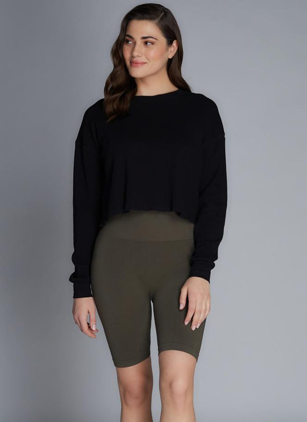 Rib High Waisted Biker Shorts