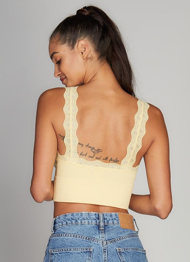 Bamboo Crop Tank W/Lace Trim