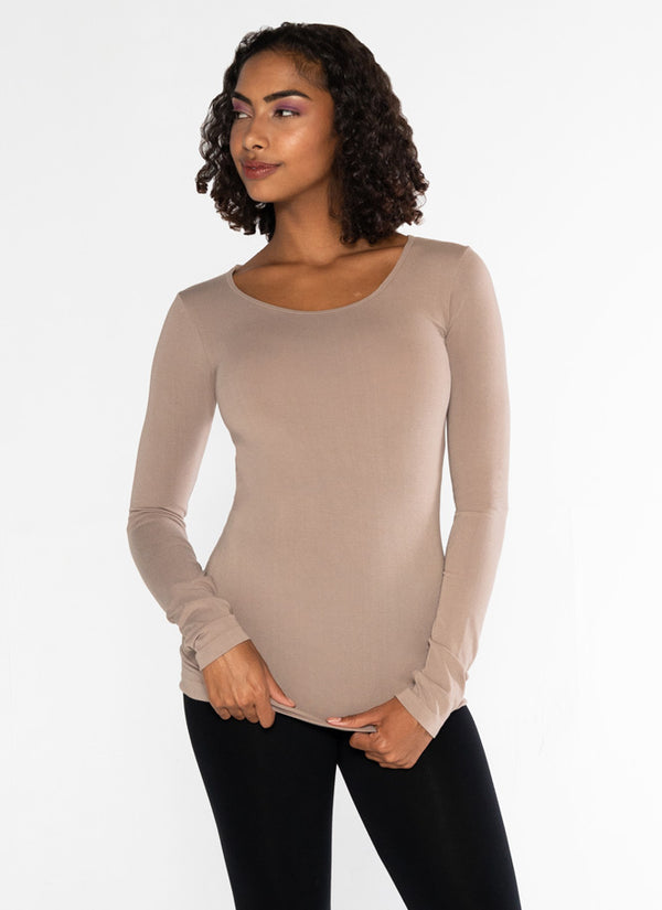 Bamboo Long Sleeve Scoop Neck Top