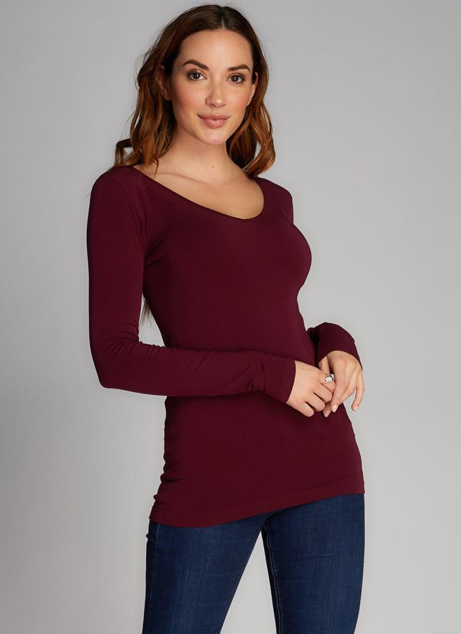 Bamboo V-Neck Long Sleeve Top