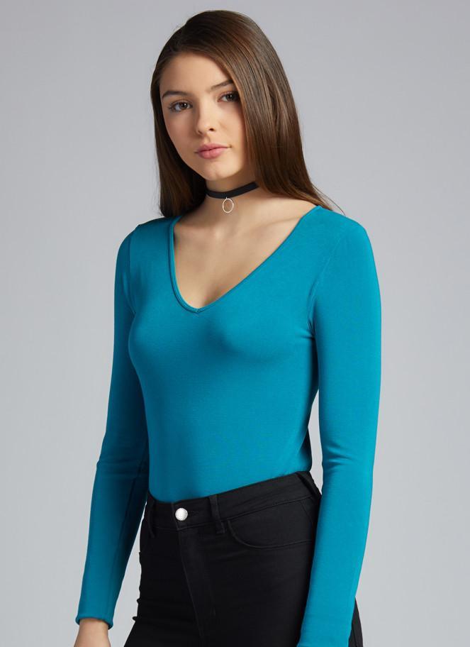Bamboo V-Neck Long Sleeve Top