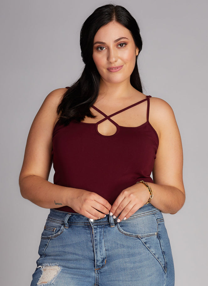 Bamboo Plus Size Cross Front Cami