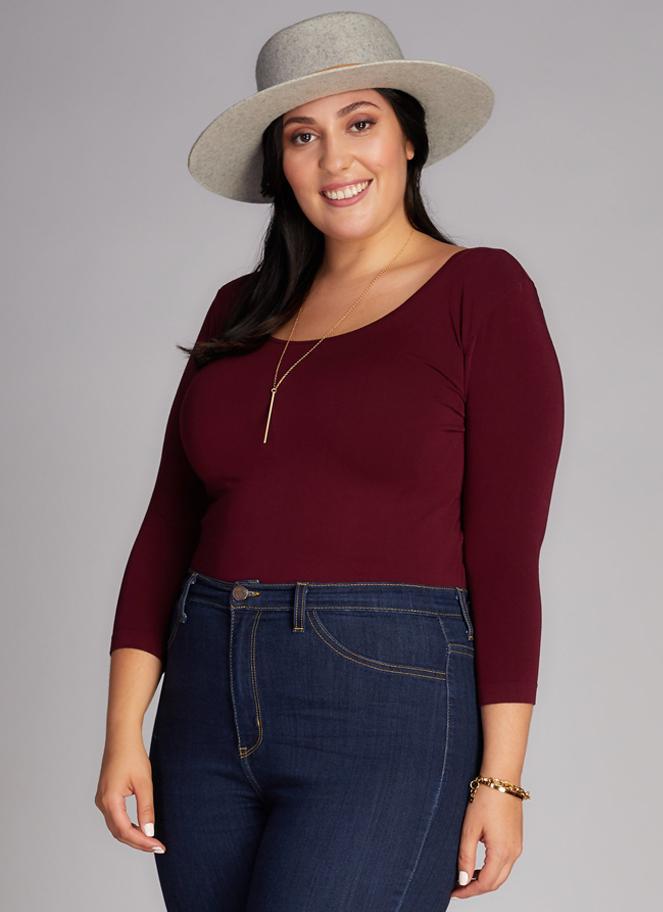 Bamboo Plus Size 3/4 Sleeve Top