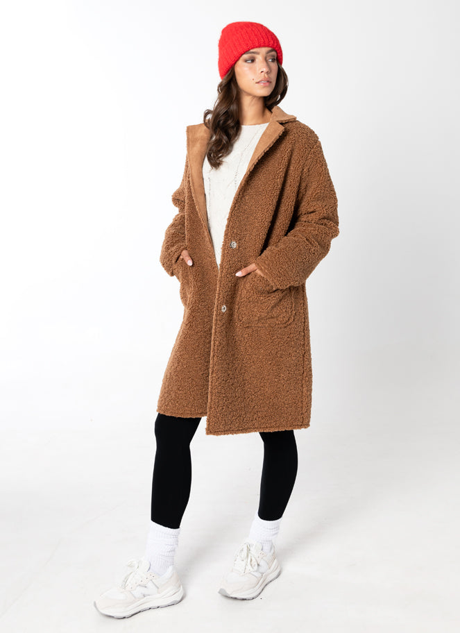 Relaxed Reversible Sherpa Teddy Overcoat