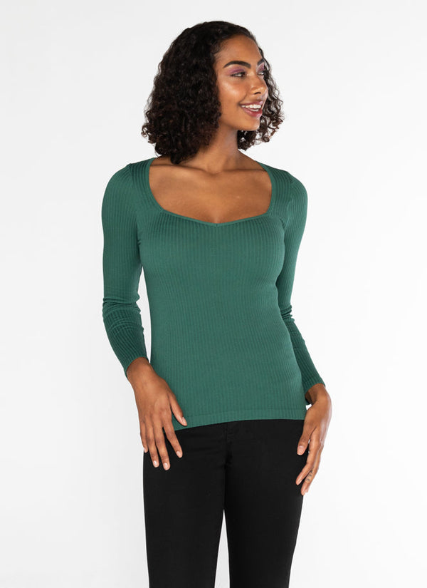 Seamless Rib L/S Sweetheart Top