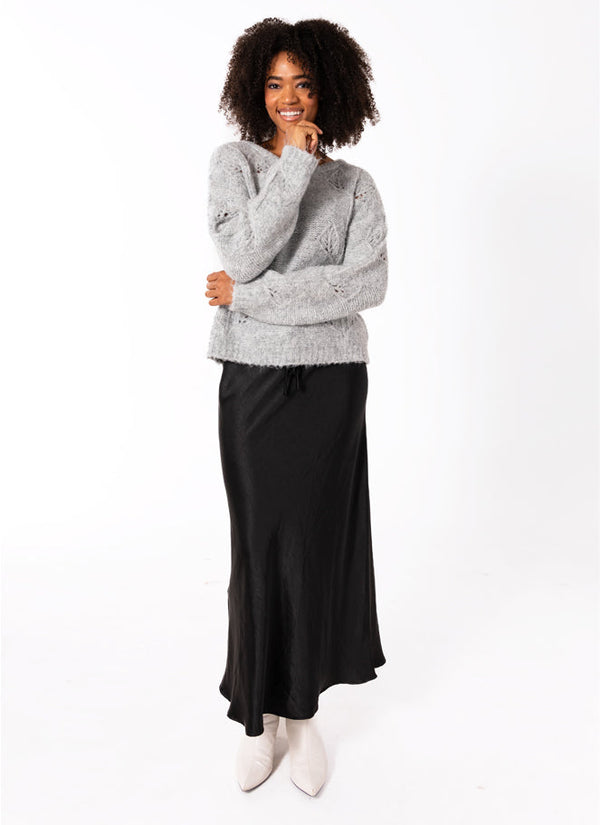 Satin Draw String Long Skirt