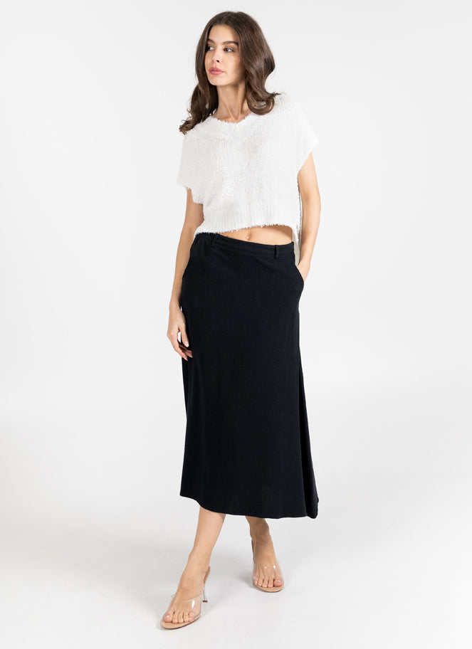 Linen Blend Maxi Skirt