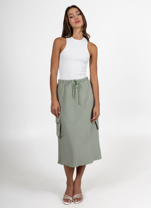Tie Front Cargo Skirt