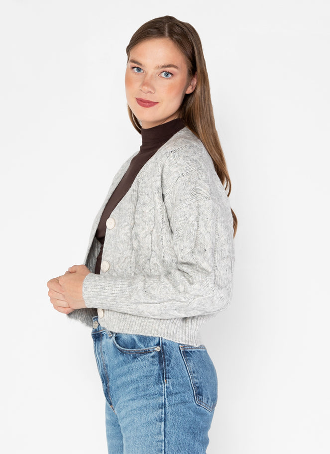 Crop Cable Front Cardigan
