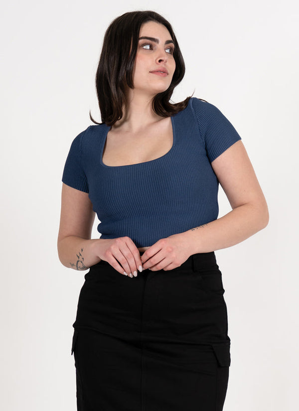 Ottoman Rib S/S Squareneck Top