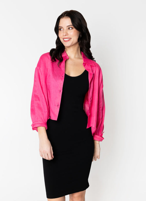 Linen Crop Boxy Blouse