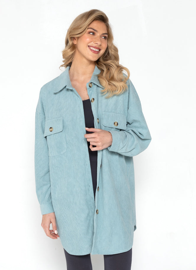Button Front Cord Overshirt